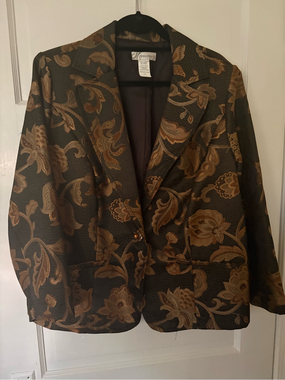 NWOT dressbarn Womans Blazer with Brown Floral Jacquard Print - 1X